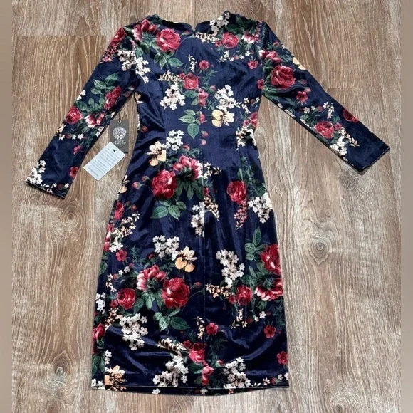 Vince Camuto velvet floral dress - Picture 3 of 4
